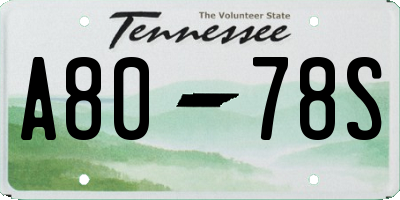 TN license plate A8078S