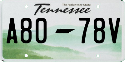 TN license plate A8078V