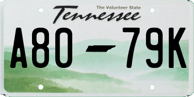 TN license plate A8079K