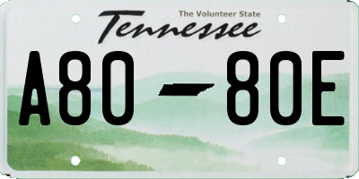 TN license plate A8080E