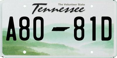 TN license plate A8081D