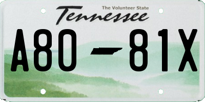 TN license plate A8081X
