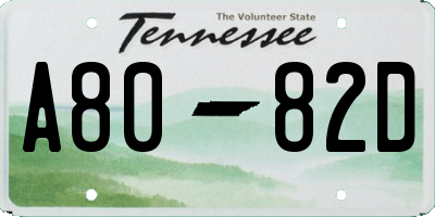 TN license plate A8082D