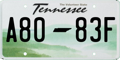 TN license plate A8083F