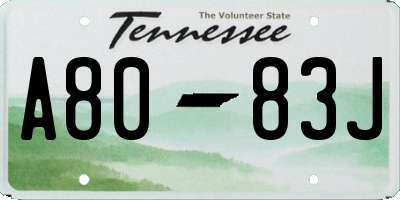 TN license plate A8083J