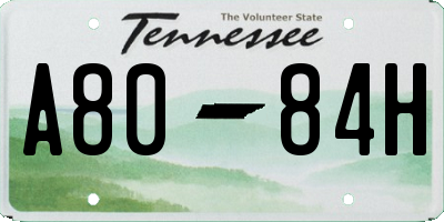 TN license plate A8084H