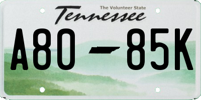 TN license plate A8085K