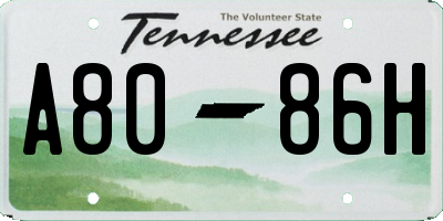 TN license plate A8086H