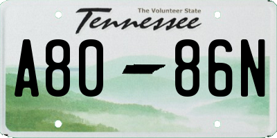 TN license plate A8086N