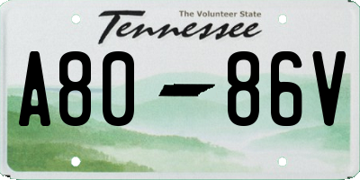 TN license plate A8086V