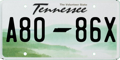 TN license plate A8086X