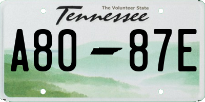 TN license plate A8087E