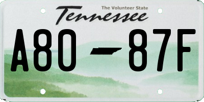 TN license plate A8087F