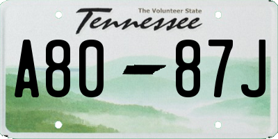 TN license plate A8087J