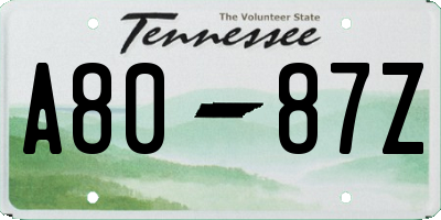 TN license plate A8087Z