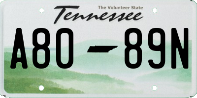 TN license plate A8089N
