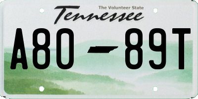 TN license plate A8089T