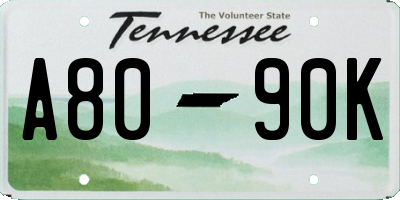 TN license plate A8090K
