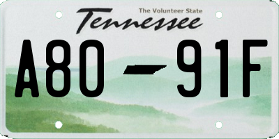 TN license plate A8091F