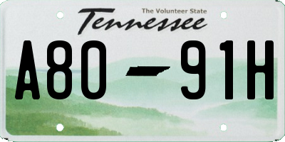 TN license plate A8091H