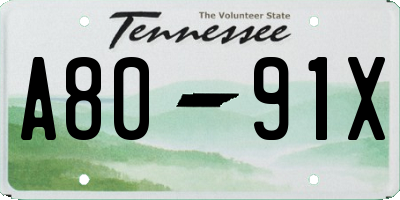 TN license plate A8091X