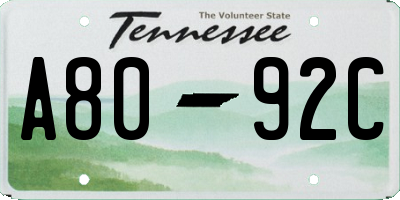 TN license plate A8092C