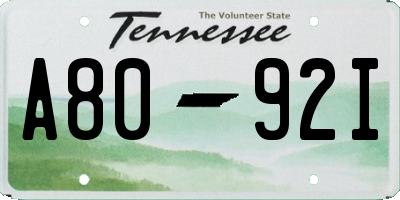 TN license plate A8092I