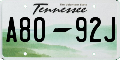 TN license plate A8092J