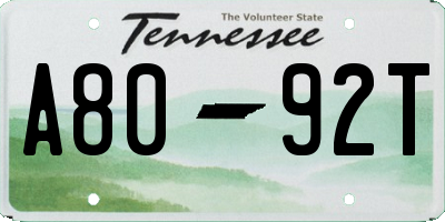 TN license plate A8092T