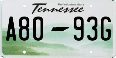 TN license plate A8093G