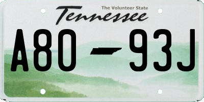 TN license plate A8093J