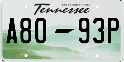 TN license plate A8093P