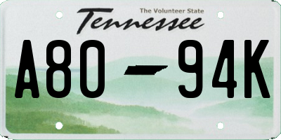 TN license plate A8094K