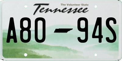 TN license plate A8094S