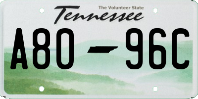 TN license plate A8096C
