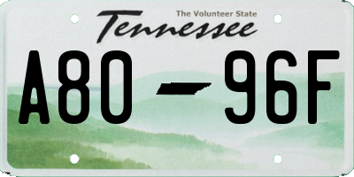 TN license plate A8096F
