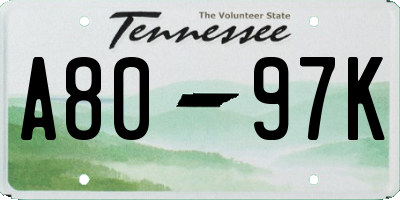 TN license plate A8097K
