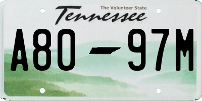 TN license plate A8097M