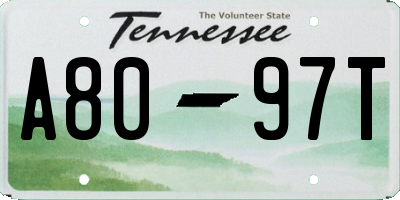 TN license plate A8097T