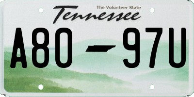 TN license plate A8097U