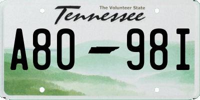 TN license plate A8098I