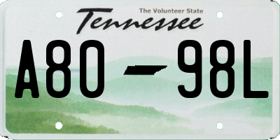 TN license plate A8098L