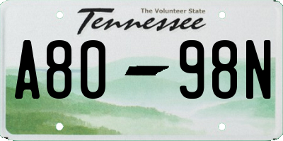 TN license plate A8098N