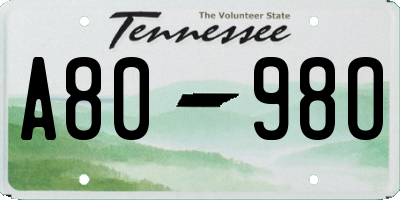 TN license plate A8098O