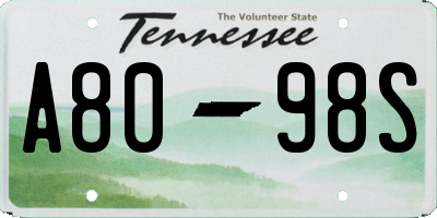TN license plate A8098S