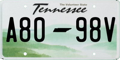 TN license plate A8098V