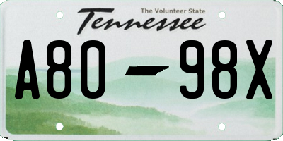 TN license plate A8098X