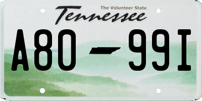 TN license plate A8099I