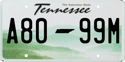 TN license plate A8099M