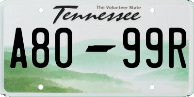 TN license plate A8099R